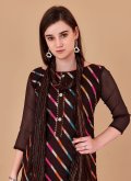 Brown Jacquard Lace Salwar Suit for Casual - 3