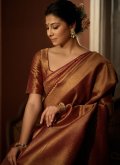 Brown Kanjivaram Silk Woven Trendy Saree - 1