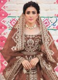 Brown Net Border Gown - 1
