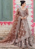 Brown Net Border Gown - 2