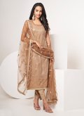 Brown Net Embroidered Salwar Suit - 2
