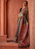 Brown Pashnima Silk Woven Classic Designer Saree for Ceremonial - 1