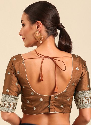 Brown Raw Silk Embroidered  for Ceremonial