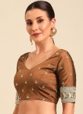 Brown Raw Silk Embroidered  for Ceremonial - 2