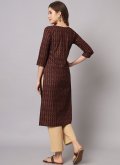 Brown Rayon Printed Party Wear Kurti for Casual - 2