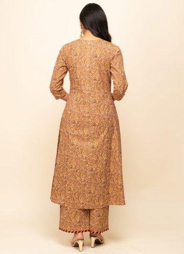 Brown Salwar Suit in Cotton  with Printed