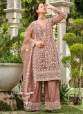 Brown Salwar Suit in Net with Cord - 2