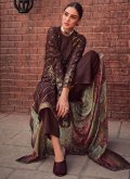 Brown Silk Embroidered Salwar Suit for Festival - 2