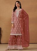 Brown Trendy Salwar Kameez in Faux Georgette with Embroidered - 1