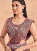 Brown Trendy Saree in Art Silk with Embroidered - 1