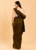 Brown Trendy Saree in Silk with Plain Work - 1