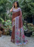 Brown Tussar Silk Woven Trendy Saree for Casual - 3