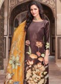 Brown Velvet Digital Print Salwar Suit - 1