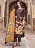 Brown Velvet Digital Print Salwar Suit - 2