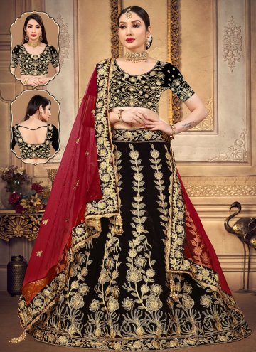 Brown Velvet Embroidered Designer Lehenga Choli for Bridal