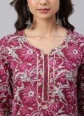 Burgundy color Cotton  Salwar Suit with Floral Print - 1