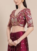 Burgundy color Embroidered Art Silk Traditional Saree - 2