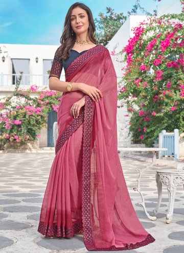 Burgundy Shimmer Embroidered Contemporary Saree