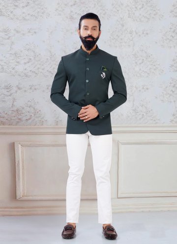 Buttons Imported Green Jodhpuri Suit