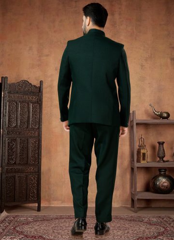 Buttons Rayon Green Jodhpuri Suit
