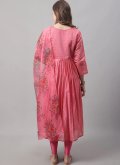 Chanderi Salwar Suit in Pink Enhanced with Embroidered - 1