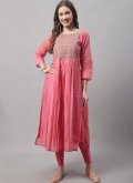 Chanderi Salwar Suit in Pink Enhanced with Embroidered - 3