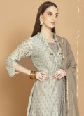 Chanderi Silk Designer Lehenga Choli in Grey Enhanced with Embroidered - 1