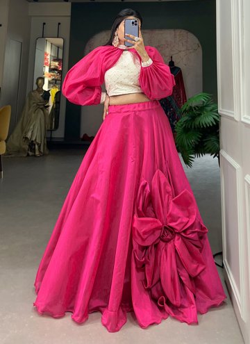 Chanderi Silk Readymade Lehenga Choli in Pink Enha