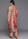 Chanderi Silk Salwar Suit in Brown Enhanced with Printed - 2