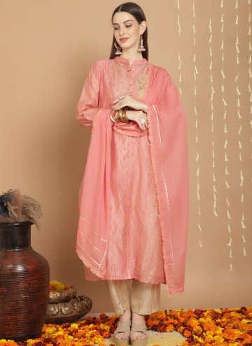 Chanderi Silk Trendy Salwar Kameez in Peach Enhanc