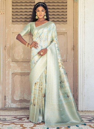 Charming Aqua Blue Silk Woven Classic Designer Saree