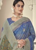 Charming Bandhej Print Silk Blue Contemporary Saree - 1