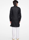 Charming Black Blended Cotton Embroidered Kurta Pyjama - 2