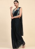 Charming Black Shimmer Embroidered Trendy Saree - 3