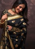 Charming Black Silk Woven Designer Saree for Ceremonial - 1