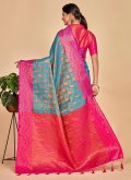 Charming Blue Kanjivaram Silk Woven Trendy Saree - 2
