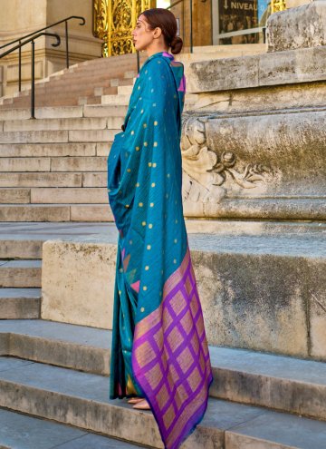 Charming Blue Khadi Woven Designer Saree