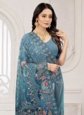 Charming Blue Net Cord Trendy Saree - 1