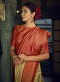 Charming Cream Kanjivaram Silk Woven Designer Traditional Saree for Ceremonial - 1