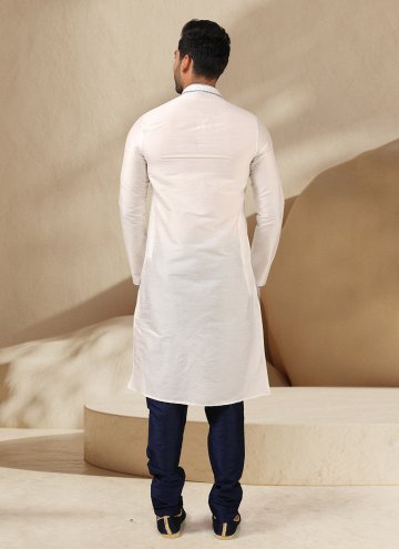 Charming Embroidered Art Banarasi Silk Off White Kurta Pyjama