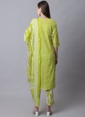 Charming Embroidered Cotton  Green Salwar Suit - 1