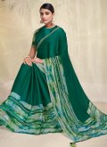 Charming Embroidered Crepe Silk Green Trendy Saree - 2