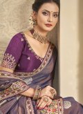 Charming Embroidered Khadi Purple Trendy Saree - 2