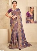 Charming Embroidered Khadi Purple Trendy Saree - 3