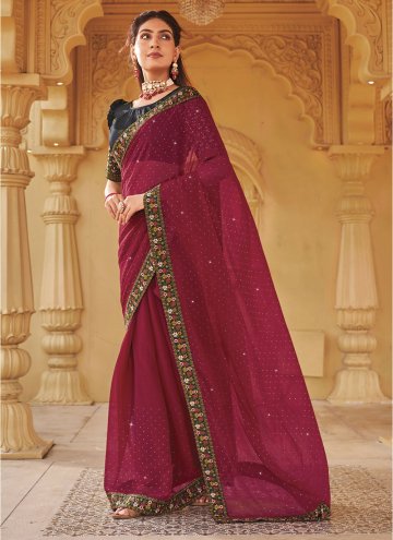 Charming Embroidered Shimmer Maroon Classic Design
