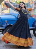 Charming Embroidered Silk Black Gown - 3