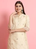 Charming Embroidered Silk Blend Beige Salwar Suit - 1