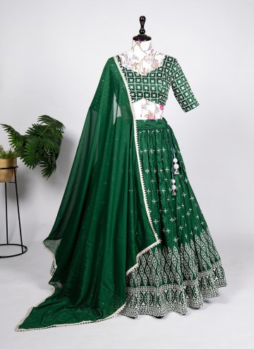 Charming Embroidered Silk Green Designer Lehenga C