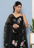 Charming Floral Print Organza Black Trendy Salwar Suit - 1