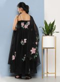Charming Floral Print Organza Black Trendy Salwar Suit - 2